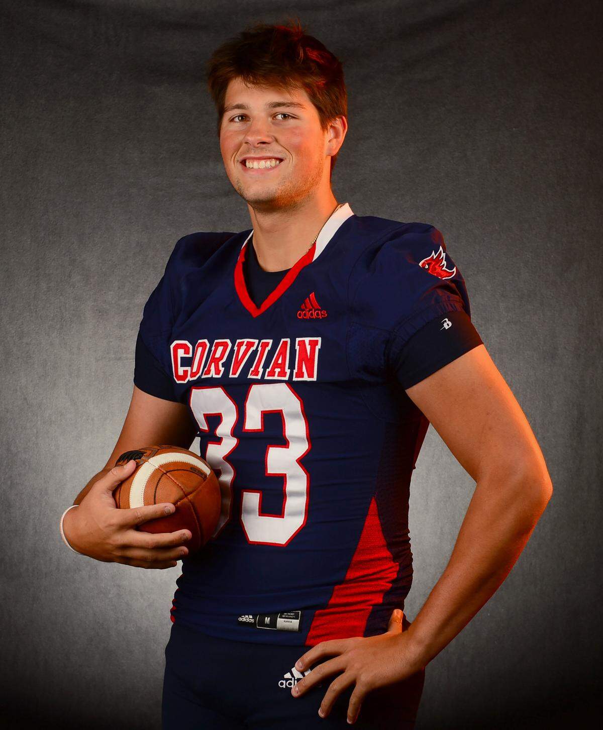 Corvian Community School Cardinals punter Cooper Peterson on Tuesday, December 9, 2025.