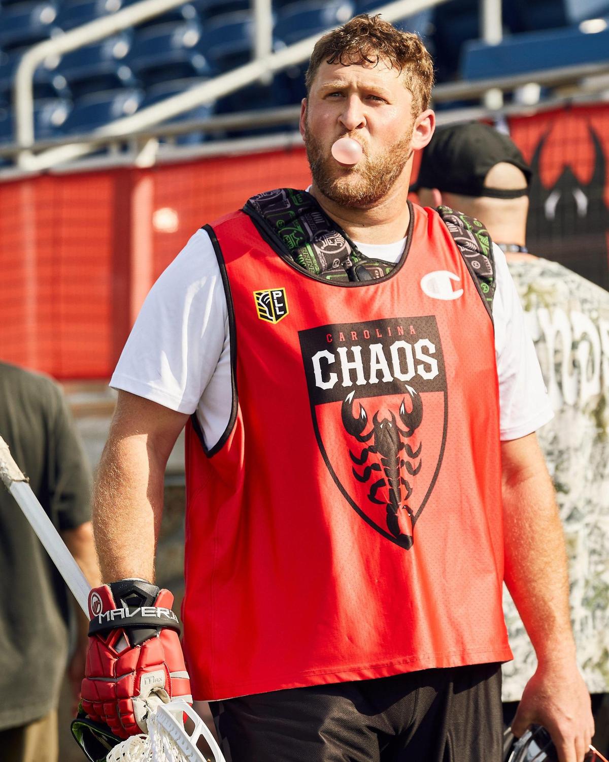 Goalkeeper Blaze Riordan walks the sidelines following warmups. The Carolina Chaos returns home to Charlotte with the Premier Lacrosse League at American Legion Memorial Stadium on June 6, 2025.