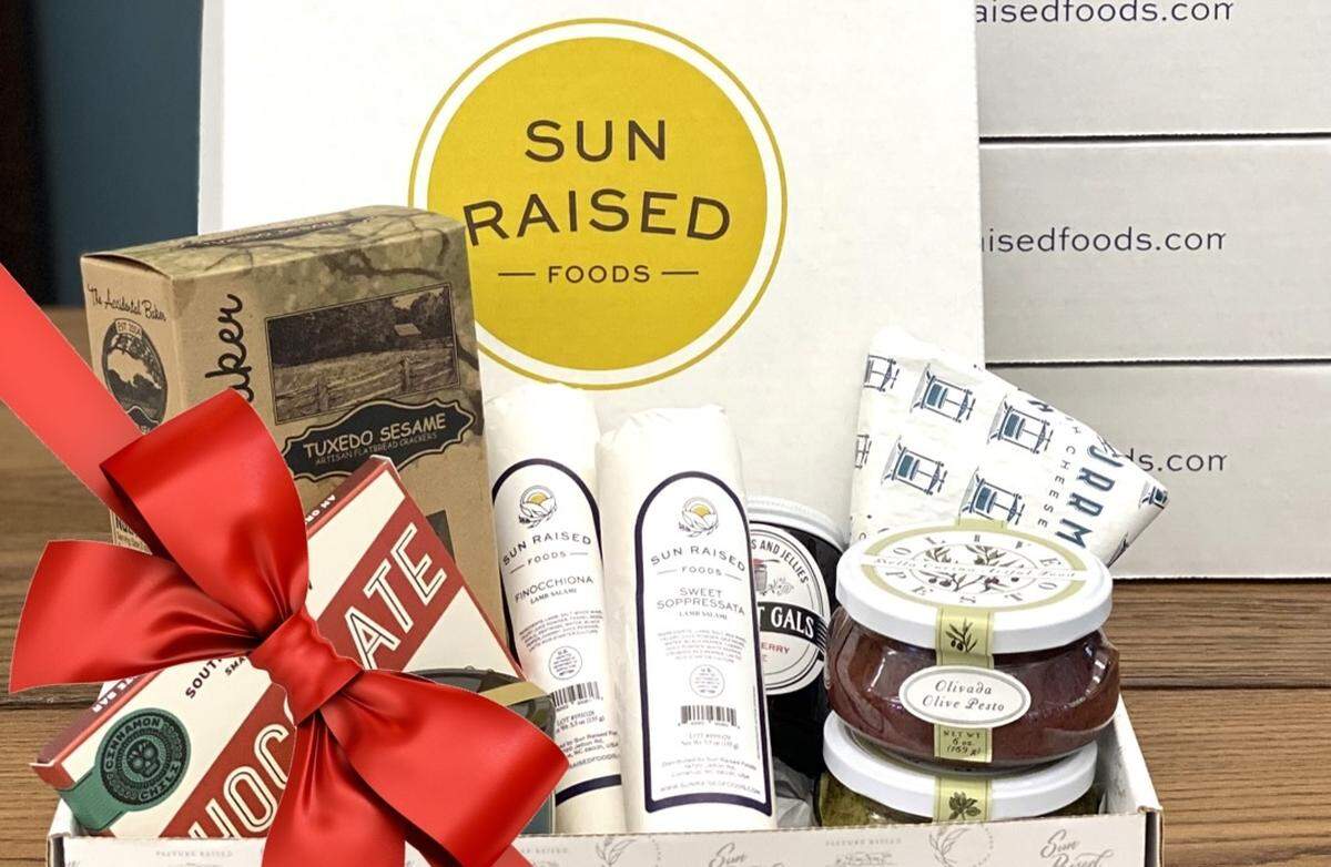 Sun Raised Foods charcuterie gift boxes offers artisan salami, along with cheese, jam and honey that are also produced by local vendors.