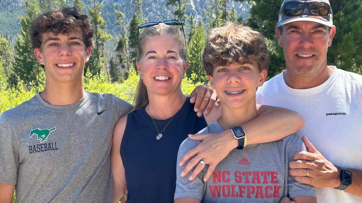 The South family, in a photo taken last year in Danielle South’s native Idaho. It was their Christmas card photo for 2024. Parker is on the left.