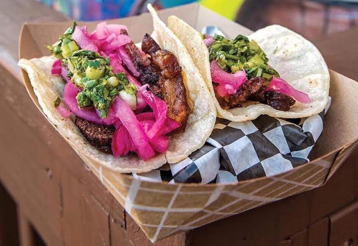 Bleu Barn Bistro’s Peuvian Pork Belly Tacos.