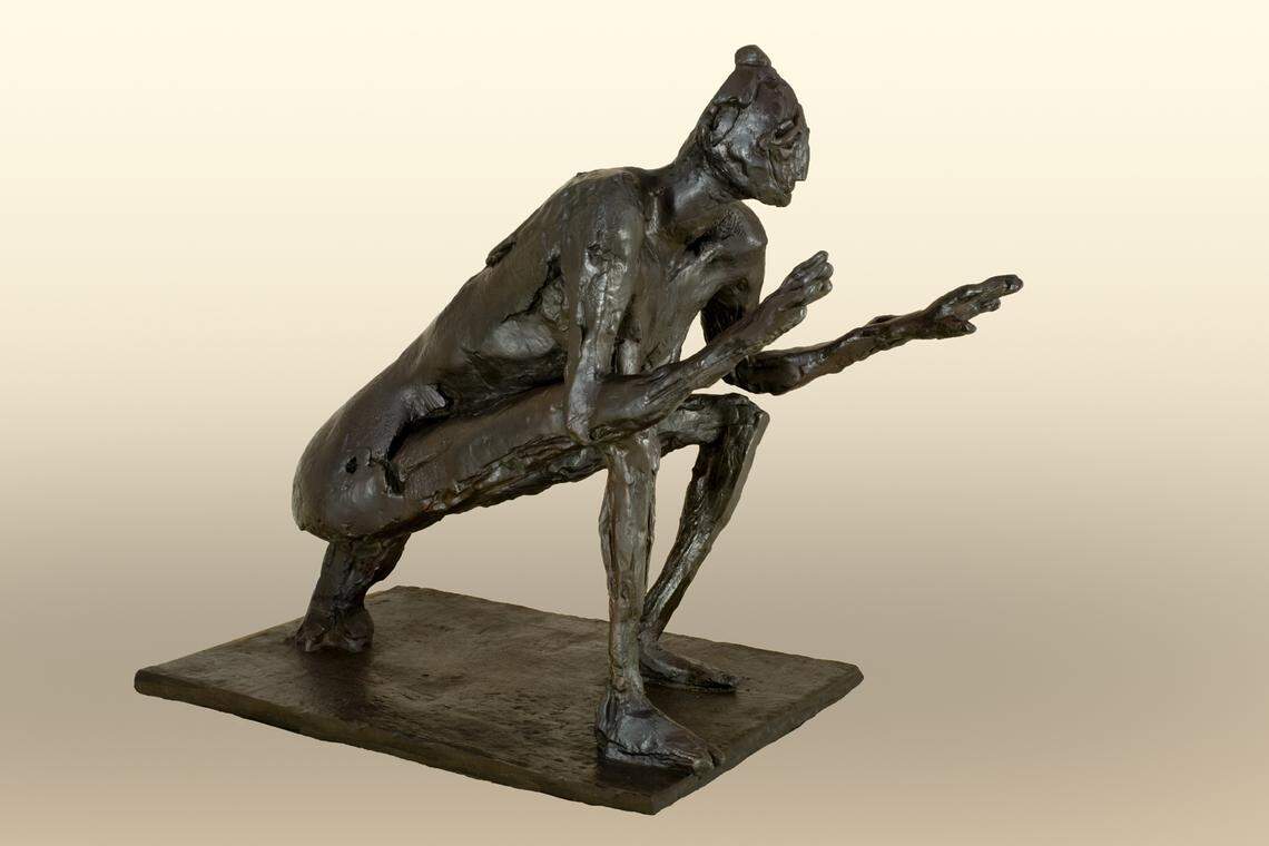 Germaine Richier, La Sauterelle (The Grasshopper), 1946, Bronze, 54 1⁄2 x 67 x 34 1⁄2 in. This is part of the Bechtler Museum’s “Chance Encounters: Surrealism Then and Now” exhibit.
