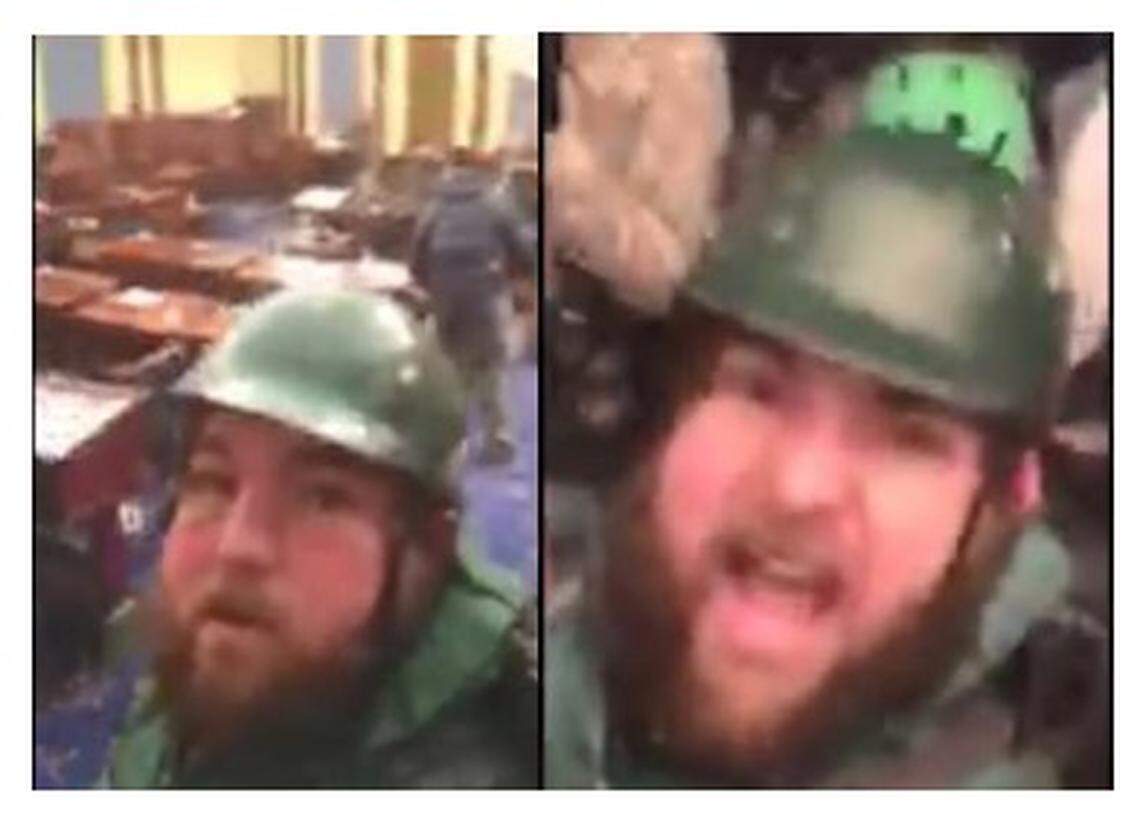 Dale Shalvey is shown inside congressional chambers on Jan. 6, 2021, in this image from an FBI affidavit.