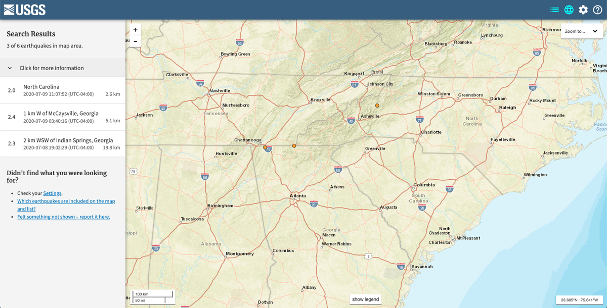 Three earthquakes hit the North Carolina region within 24 hours Wednesday and Thursday.
