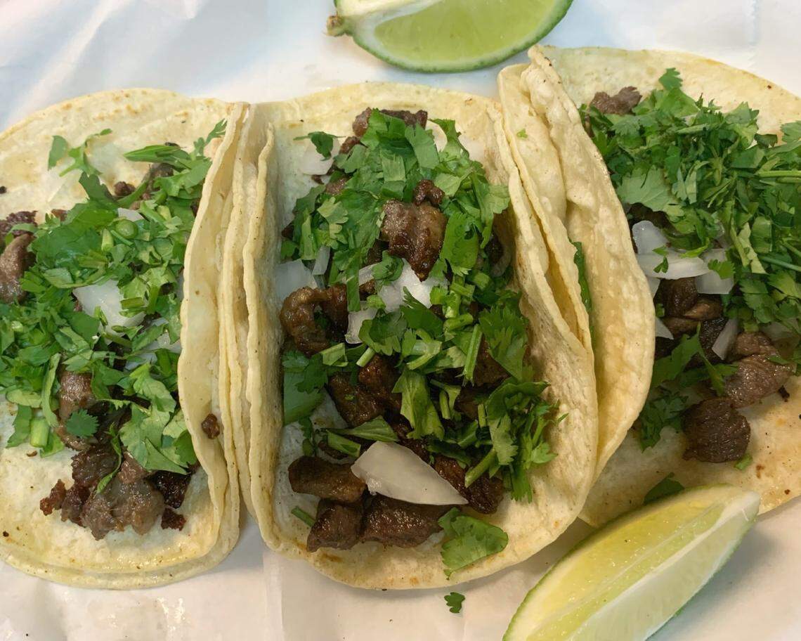 Grilled steak tacos at Sabor.