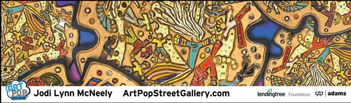 A rendering of Jodi McNeely’s mural on the Quail Hollow Club’s course at the 2022 Presidents Cup.