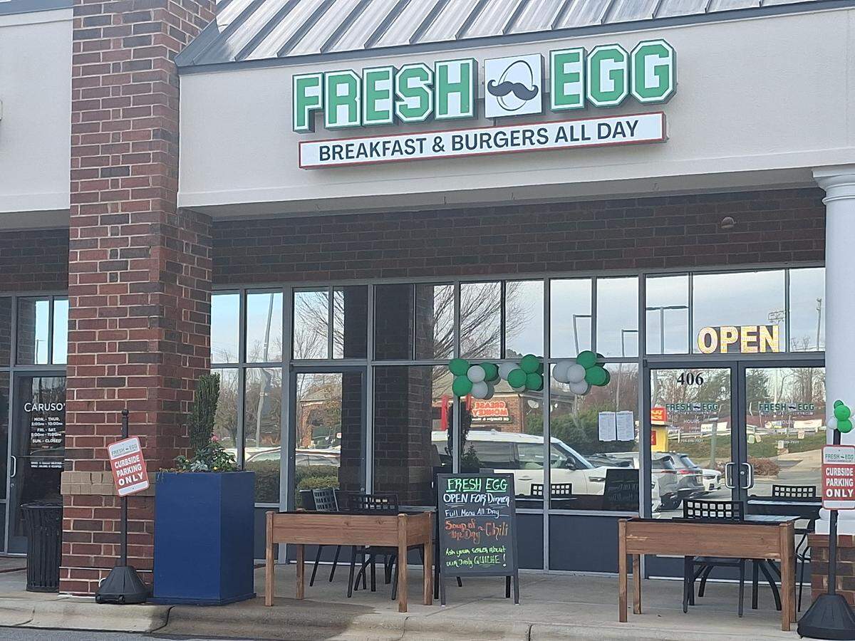 The Fresh Egg restaurant on Brawley School Road in Mooresville features all-day burgers and breakfast.