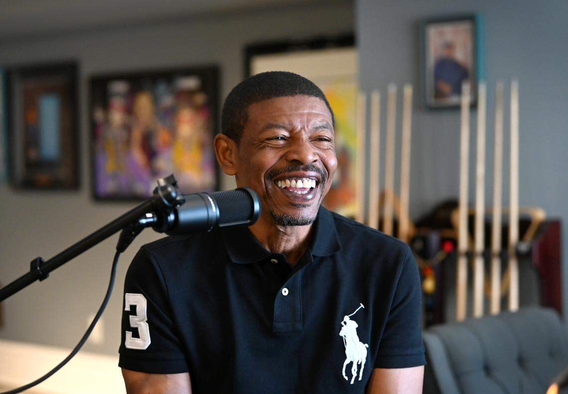 Former Charlotte Hornets guard Muggsy Bogues during his interview for The Charlotte Observer’s new “Sports Legends of the Carolinas” podcast.
