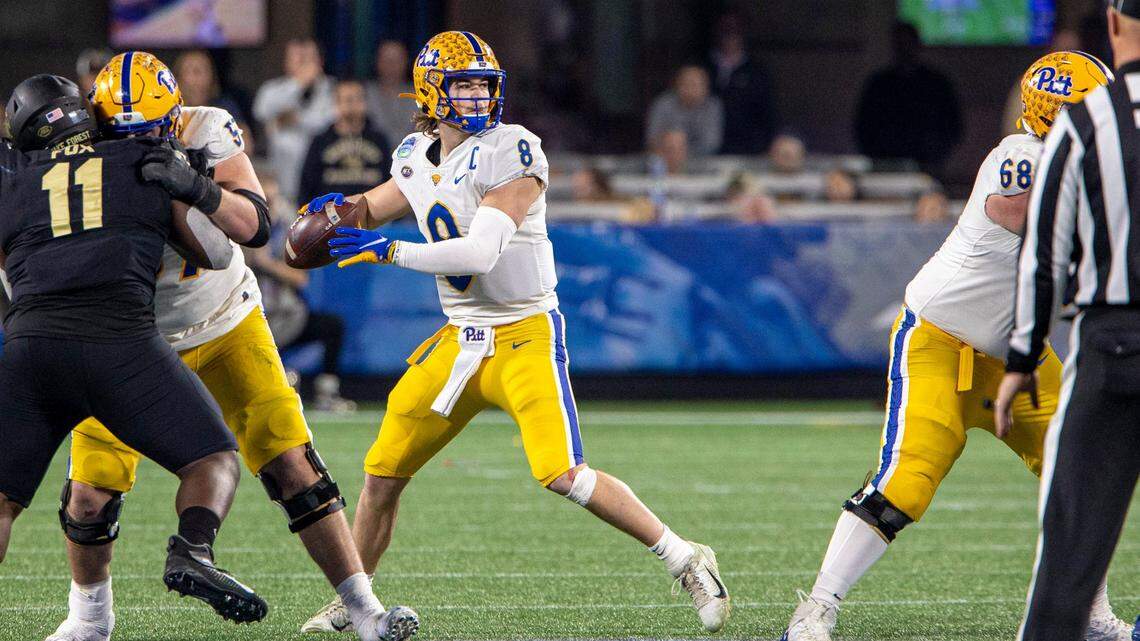 Pittsburg’s Kenny Pickett, pictured here in the ACC championship game in Charlotte last month, is heading to the Senior Bowl this week in Mobile, Ala.
