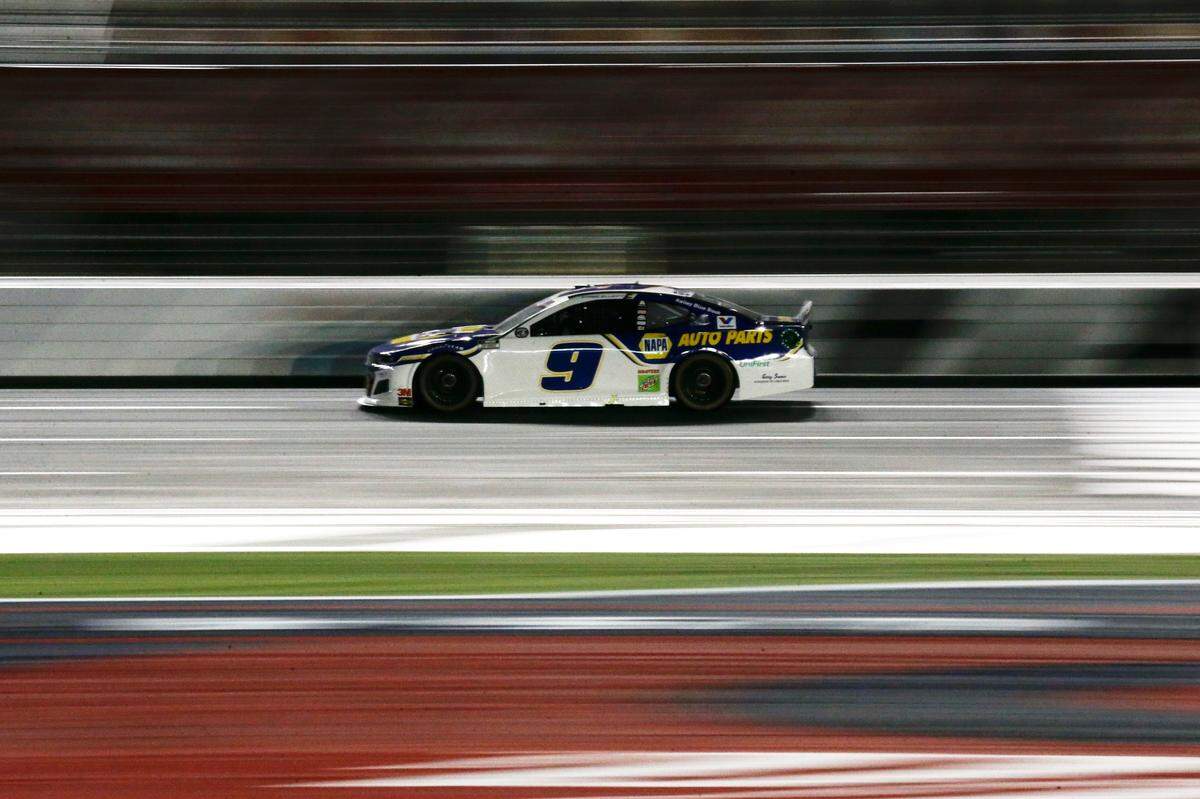 Chase Elliott drives during a NASCAR Cup Series auto race at Charlotte Motor Speedway Sunday. Elliott led in the final stages, but was undone by a late caution flag and a questionable decision to pit with two laps to go.