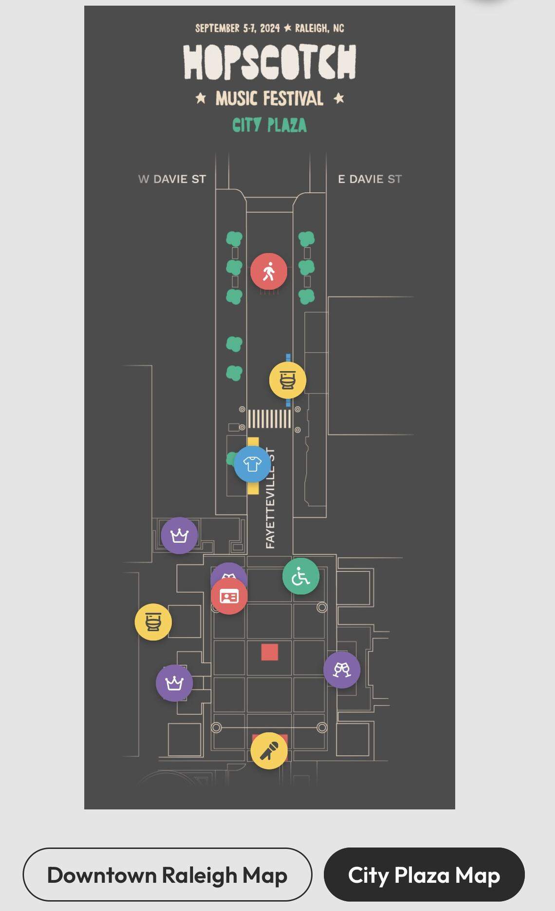 Fans can access use the official Hopscotch Music Festival app’s interactive map to navigate the event area.
