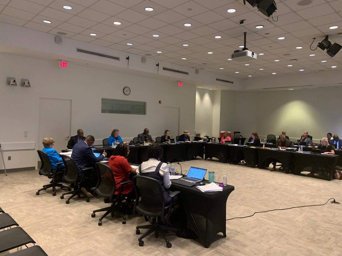 Mecklenburg County Commissioners after approving the 2023-2024 fiscal year budget.