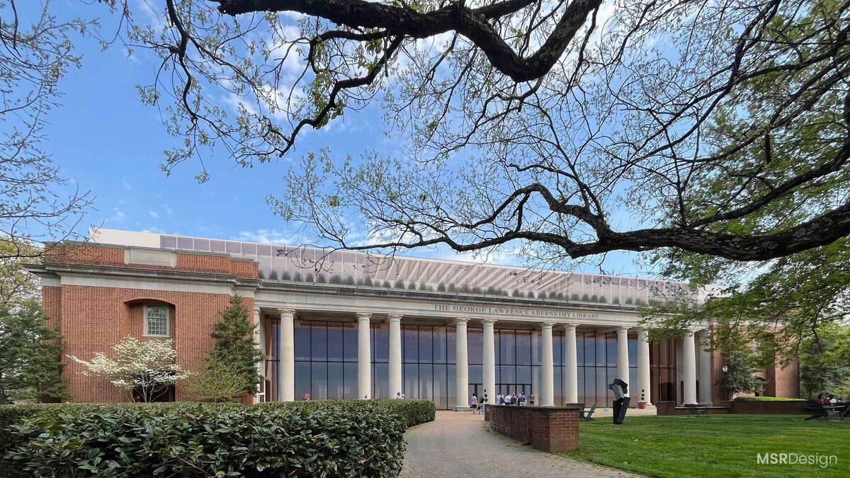 A rendering of the future George Lawrence Abernethy Library at Davidson College, created by MSR Design
