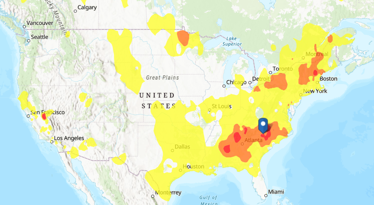 Pockets of Code Red air quality levels peppered the U.S. as smoke from Canadian wildfires continued to drift south Tuesday, July 18, 2023.