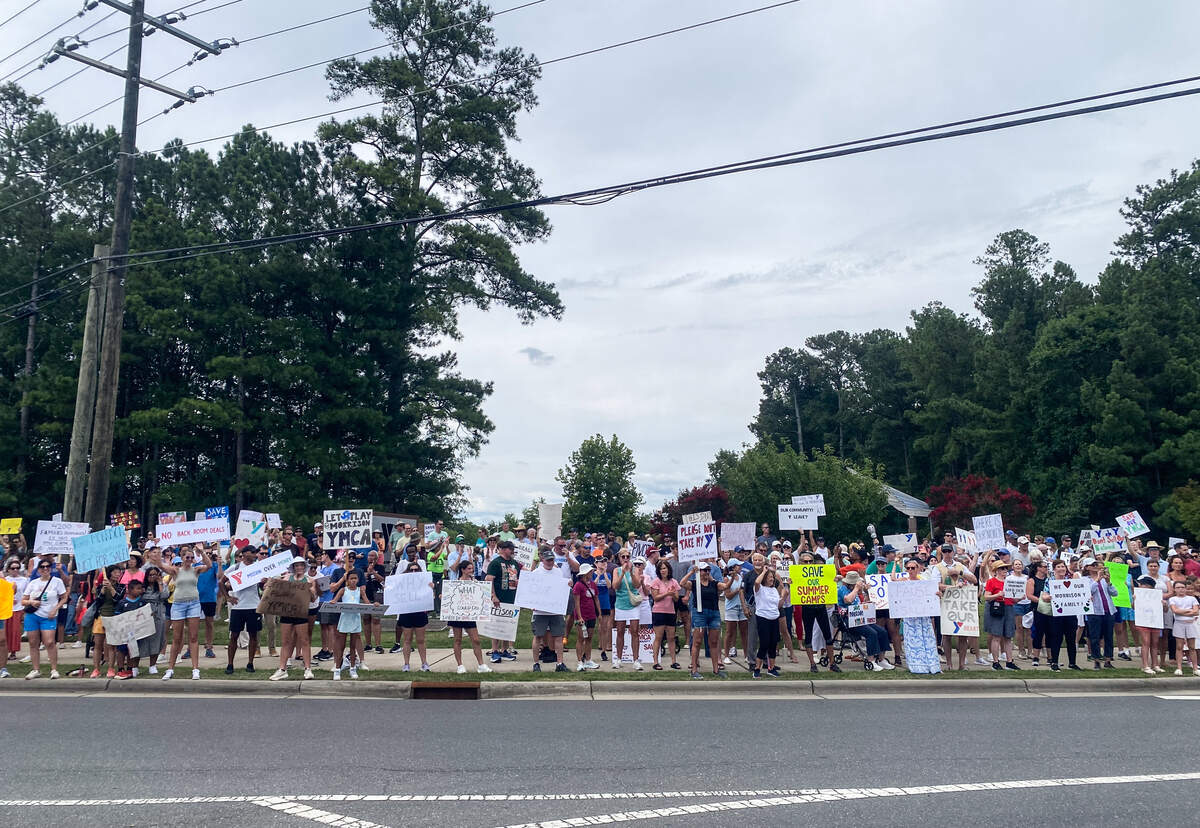 Hundreds of people gather in south Charlotte to protest the sale of the Morrison Family YMCA to a church.