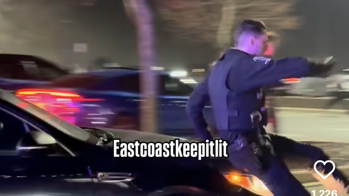 A video posted on social media showed a CMPD officer being hit by a vehicle during a north Charlotte street takeover Sunday.