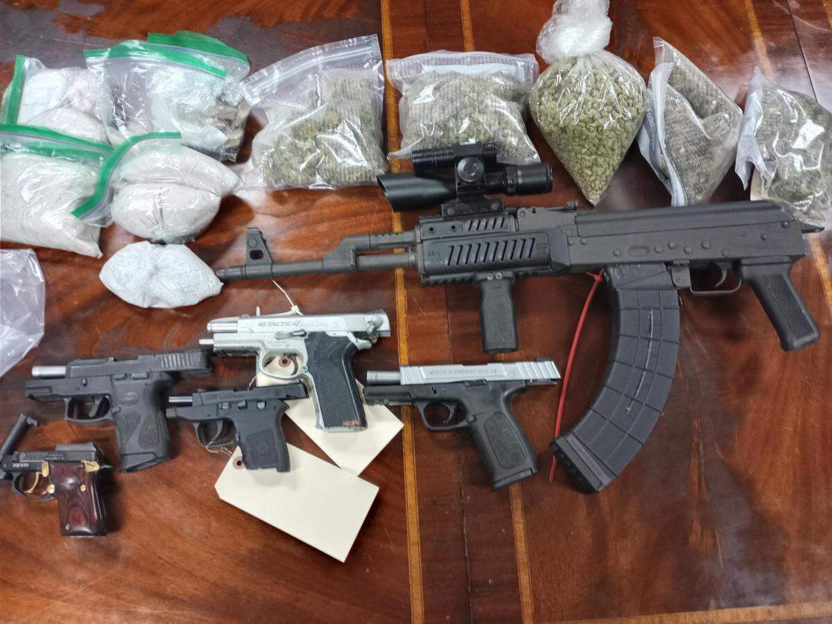 Rowan County sheriff’s investigators seized these drugs and firearms after they said a fugitive led them on a 100-mph chase in the wrong direction of Interstate 85 on Thursday, March 17, 2022
