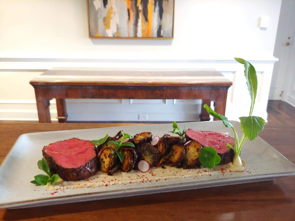 The Ballantyne’s Christmas Day menu features cocoa dusted sous vide beef tenderloin.