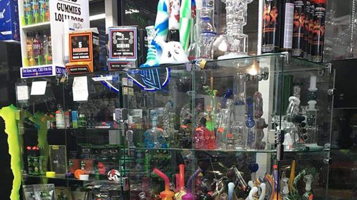 The NC State Bureau of Investigations posted a photo of the glass pipe display at the convenience store.