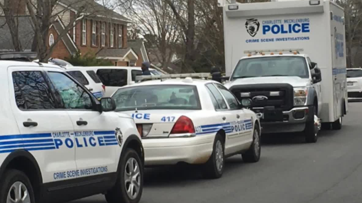 Scene of the death investigation in Matthews. The victim was identified as Keith Greenwald. WBTV video screenshot