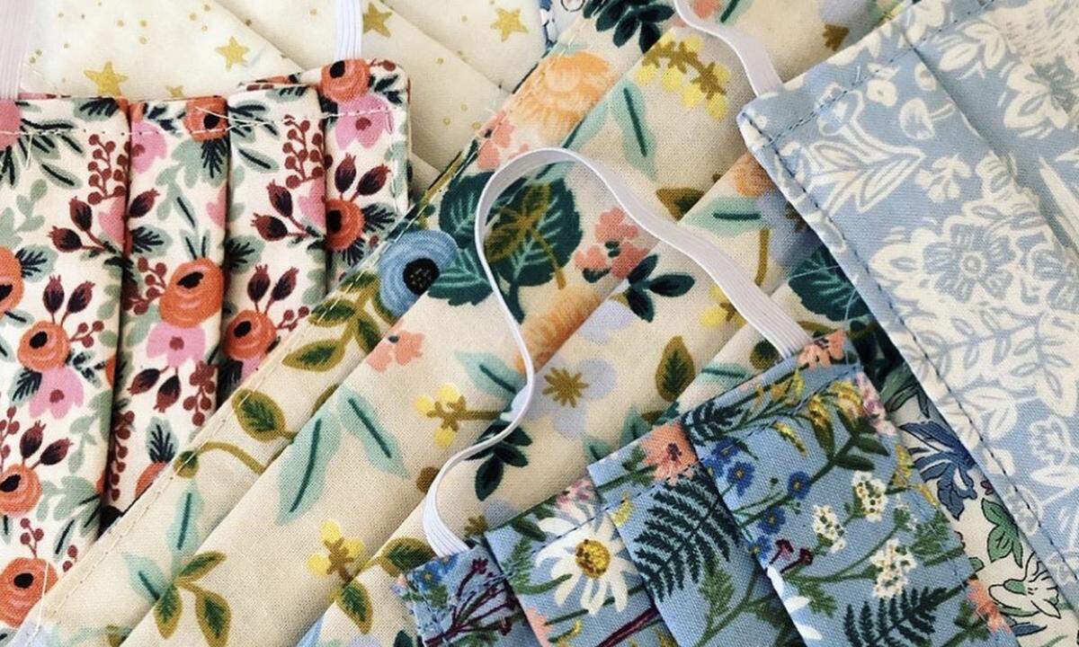 Fable masks are made mostly with Rifle Paper Co. Fabric.