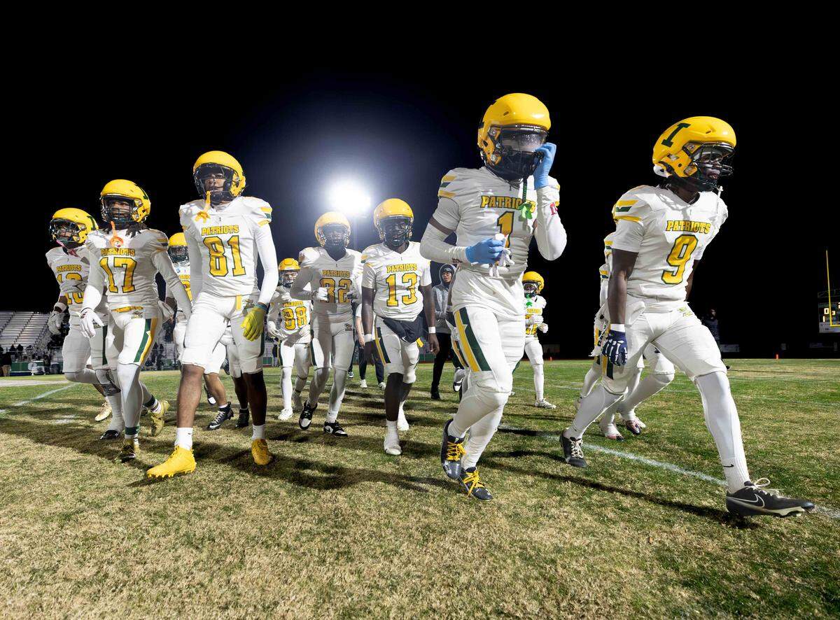 The Patriots from Indepedence take the field for their quarterfinal playoff game against the Weddington Warriors Friday, November, 28 2025.