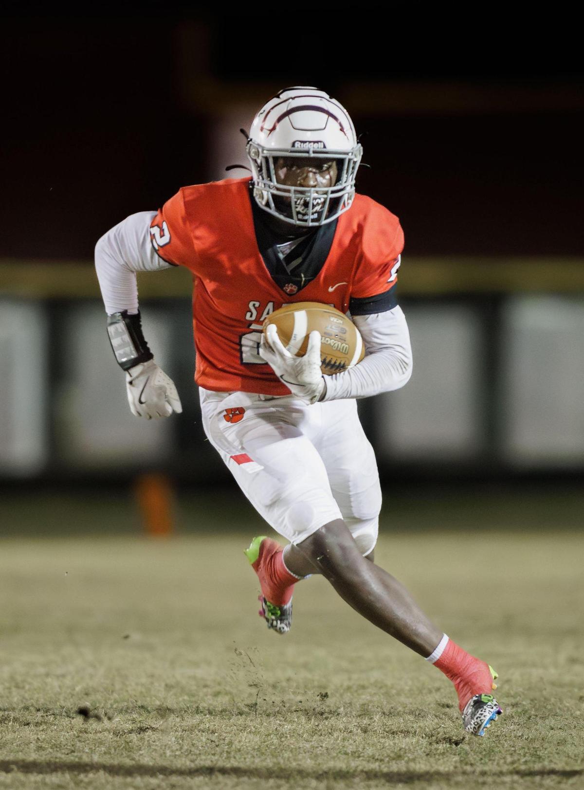 South Meck running back Cash Hunter (2) would run for the 1st down during early 1st half action. South Meck would host the Providence Panthers on Friday November 8, 2024.