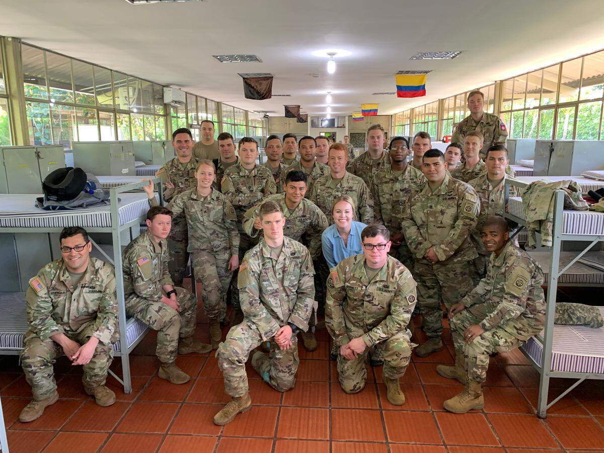 Sarah Blake Morgan with Fort Bragg’s 82nd Airborne Division in Colombia last January.