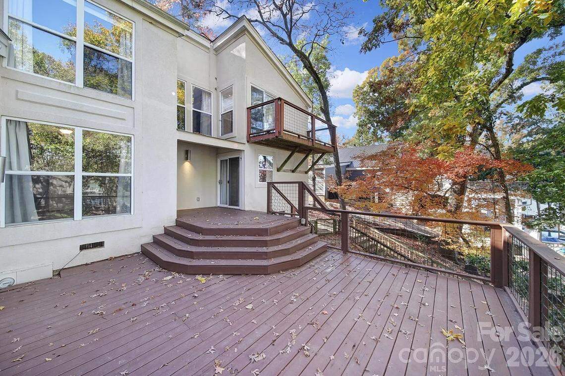 The backside of a Tega Cay home previously owned by the late North Carolina civil rights icon Julius Chambers. Prominent architect and Charlotte’s first Black mayor, Harvey Gantt, did small renovations to the home.