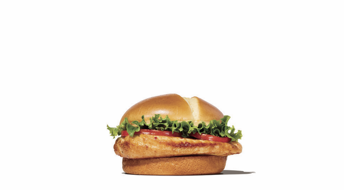 Whataburger’s grilled chicken sandwich comes with tomato, leaf lettuce and WhataSauce.