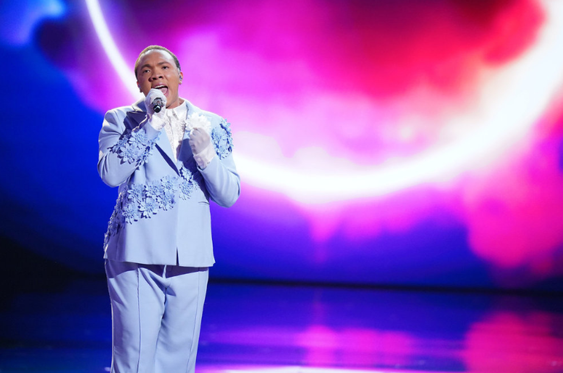 Bryson Battle performing during the semi-finals of “The Voice” on NBC in 2025.