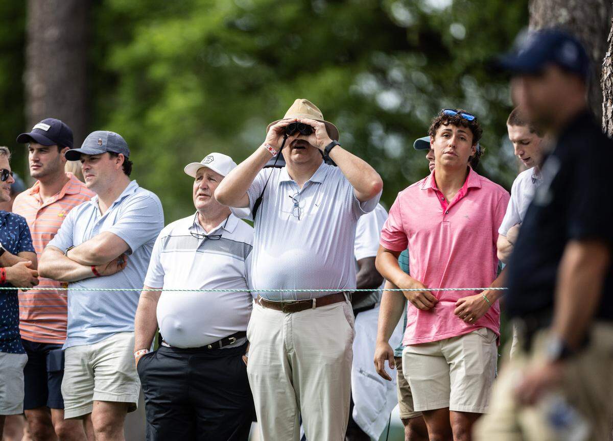 Fans watch during round one of the Wells Fargo Championship at Quail Hollow Club in Charlotte, N.C., on Thursday, May 9, 2024.
