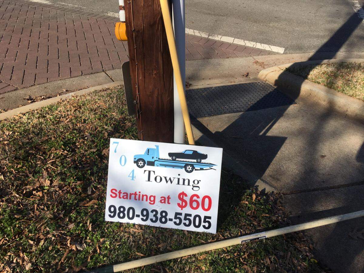 The sign that initiated a code enforcement case tied to Greg Jarrell’s Enderly Park property.