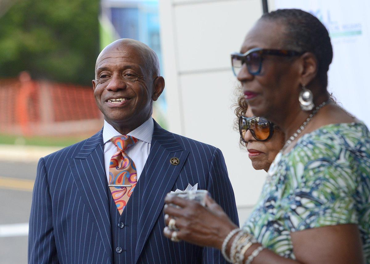 Mecklenburg County Sheriff Garry McFadden spoke at the ribbon-cutting ceremony for the C.W. Williams Community Health Center on Wilkinson Boulevard. The center provides care for an under-served section of west Charlotte.
