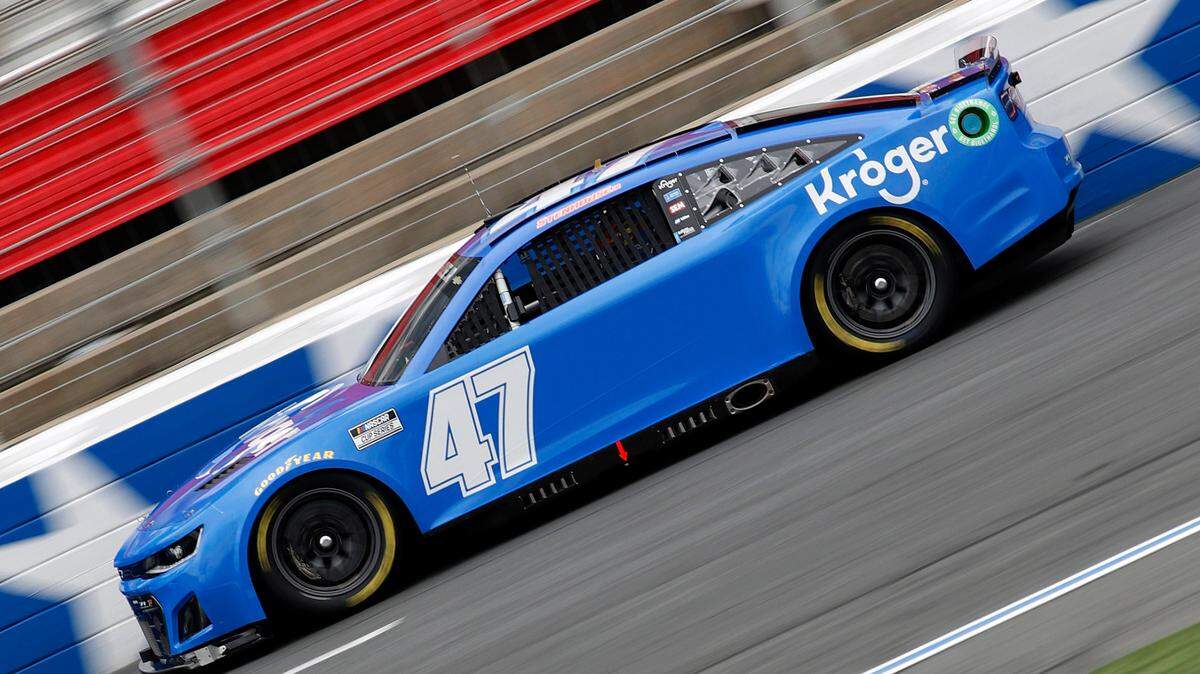 Ricky Stenhouse Jr., driver of the No. 47 Next Gen car drives during the NASCAR Cup Series test at the Charlotte Motor Speedway road course on October 11, 2021 in Concord, North Carolina.