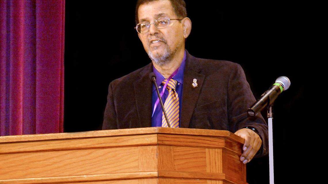 Dr. Melvin Pinn Jr. speaks at the 76th International Grand Conclave of Omega Psi Phi, Inc. in Raleigh. Pinn died on July 26 at age 74.