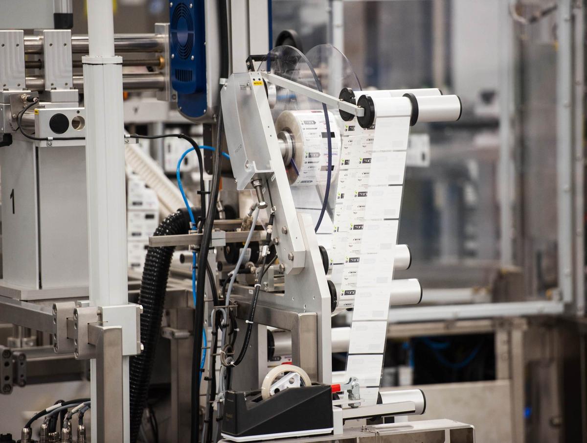 One of the many machines inside the new Eli Lily facility in Concord on Friday, June 14, 2024. This machine is involved in the process of packaging and labeling the medicines produced in this facility.