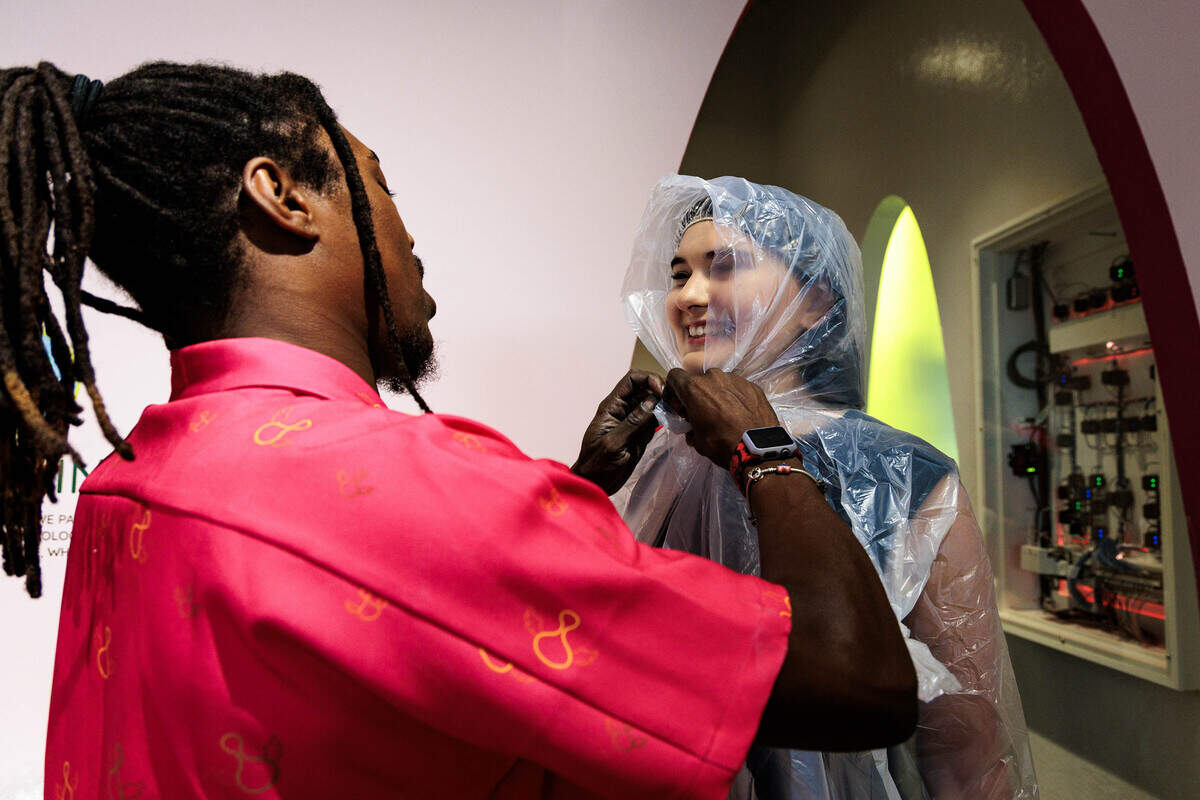 Before getting slimed, guests are wrapped in two layers of ponchos.