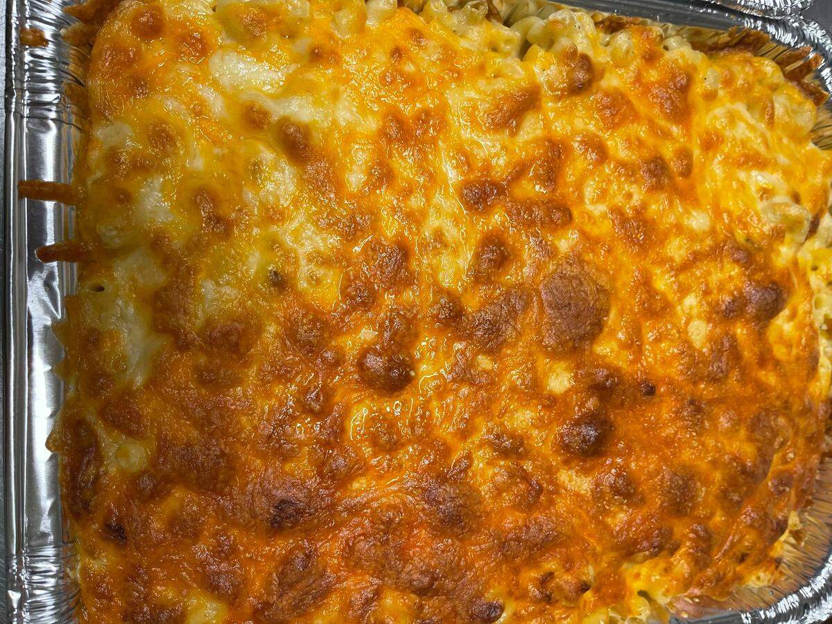 Side dishes at Tex-A-Line Barbecue include housemade macaroni and cheese.