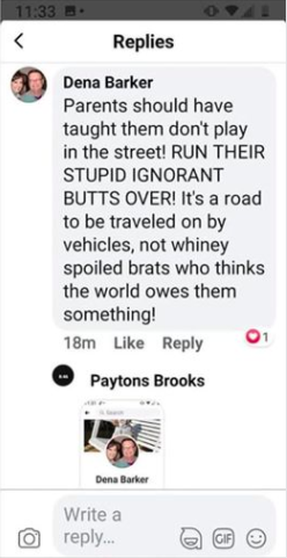 A screenshot of Barker’s comments has been shared on Facebook.