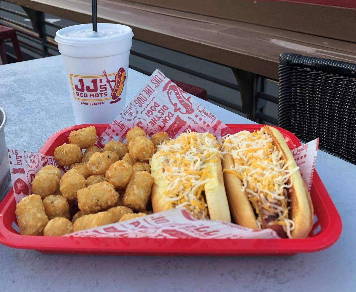 JJ’s Red Hots offers comfort food such as hot dogs and tater tots.