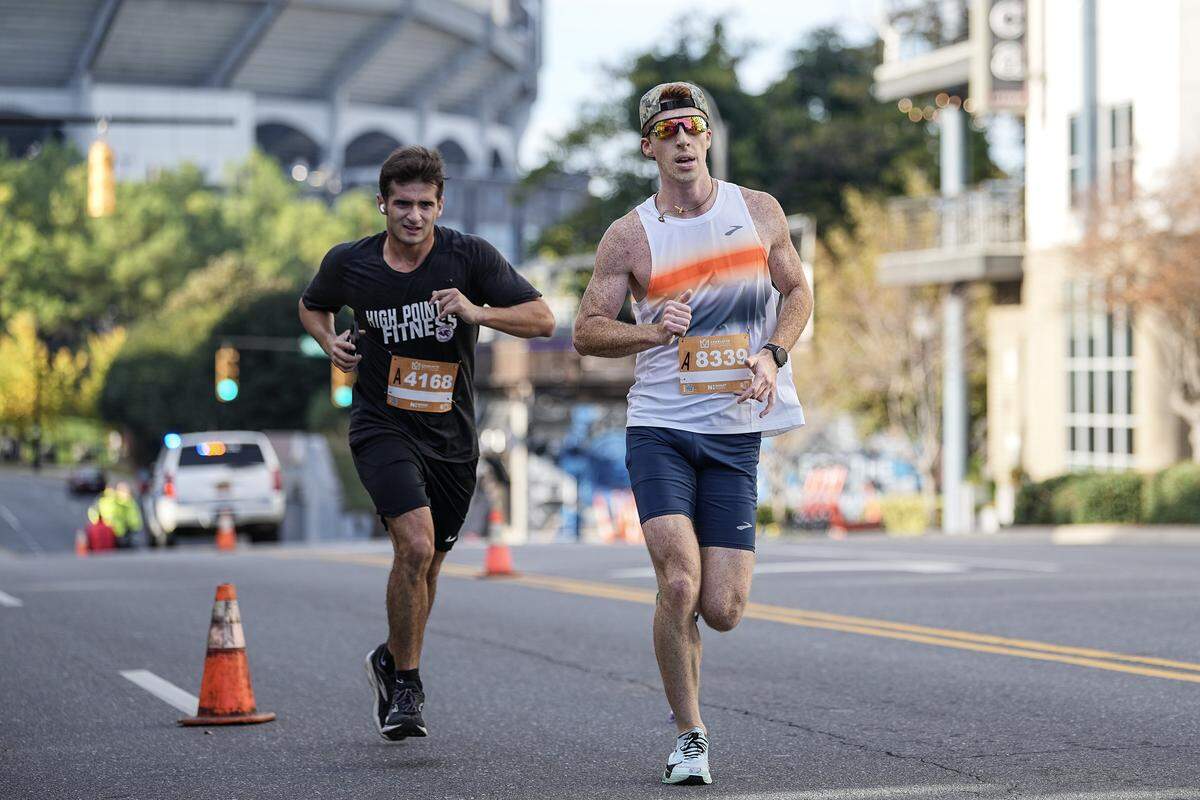 Participants compete in the Novant Health Charlotte Marathon Saturday, Nov. 15, 2025, in Charlotte, N.C.