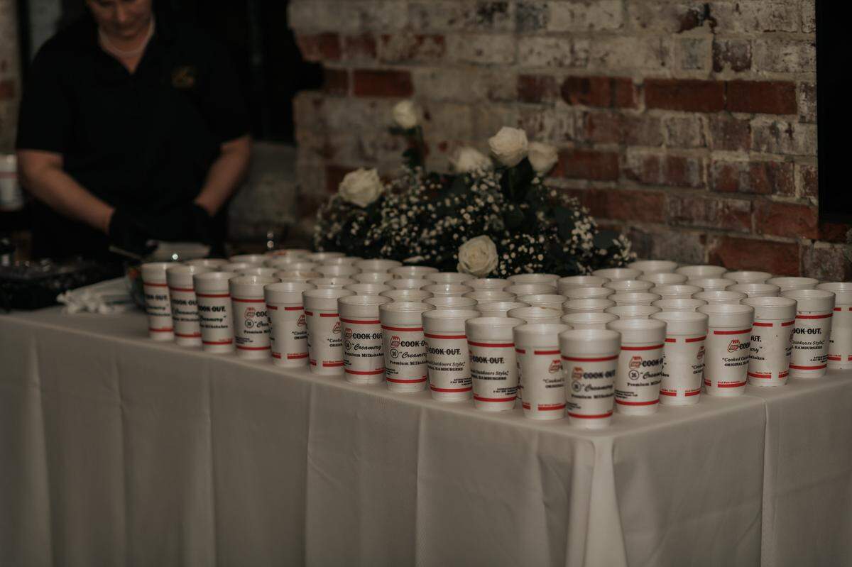 Layne and Taylor Roberts ordered 50 milkshakes for their reception in Graham, NC.