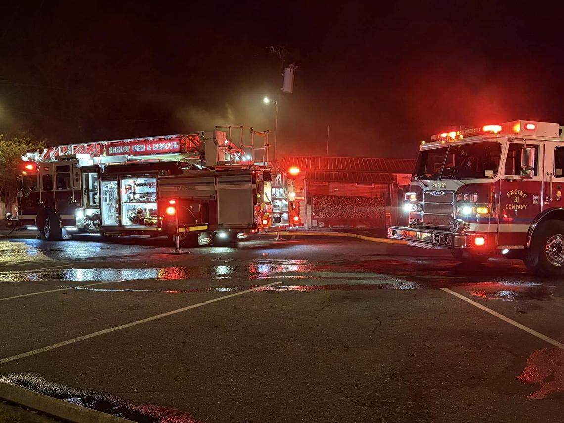 Shelby Fire & Rescue firefighters controlled a fire at Red Bridges Barbecue Lodge in Shelby NC on Thursday night, Oct. 24, 2024.