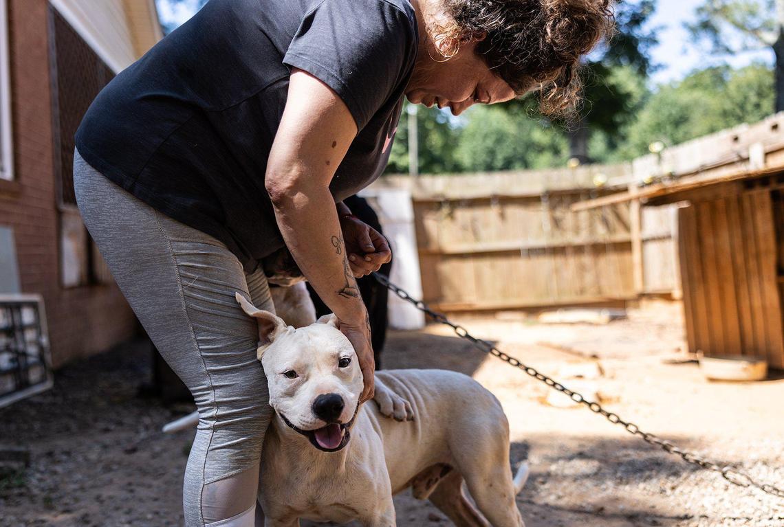 “I just love them,” Katherine says of her large collection of dogs. “I just can’t get rid of ‘em. These are my kids.”