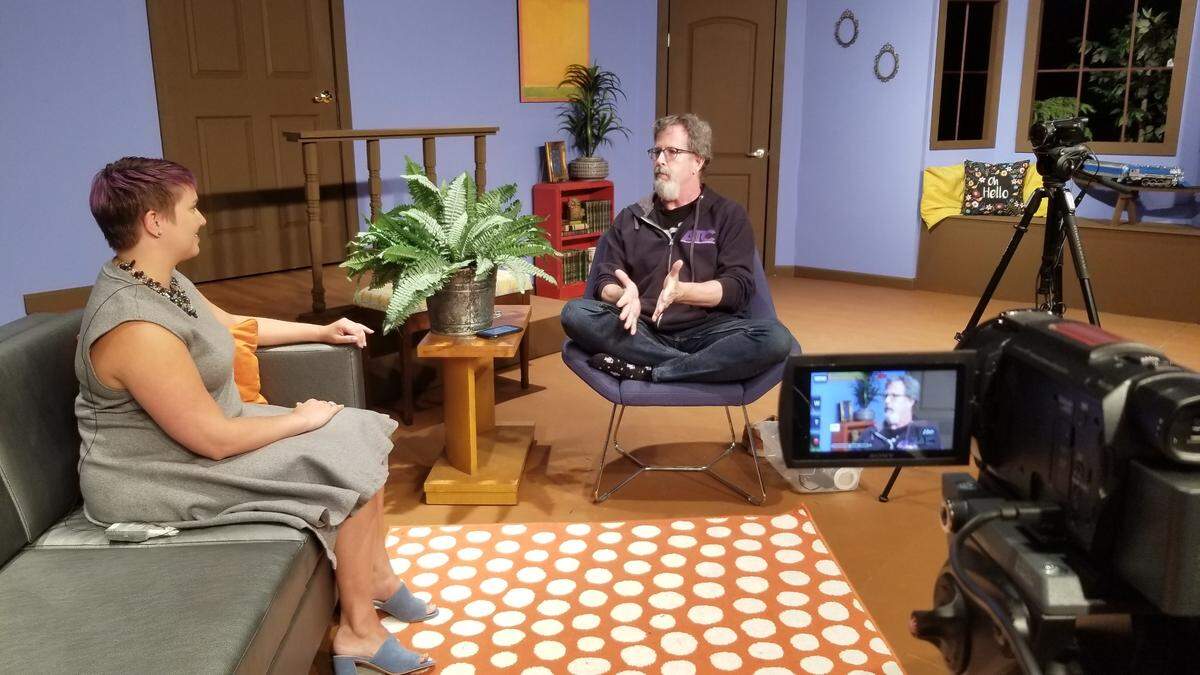 Rebecca Buran Shultz of Three Bone Theatre guest stars on “AT’s Neighborhood,” hosted by Executive Director Chip Decker.