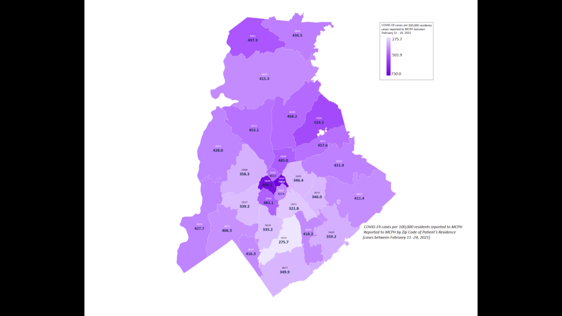 Map of COVID case rates in Charlotte: These four ZIP codes saw an increase.