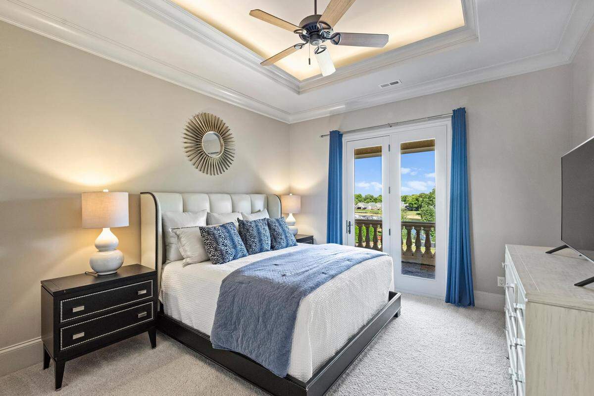 Shown is a bedroom in the mansion.