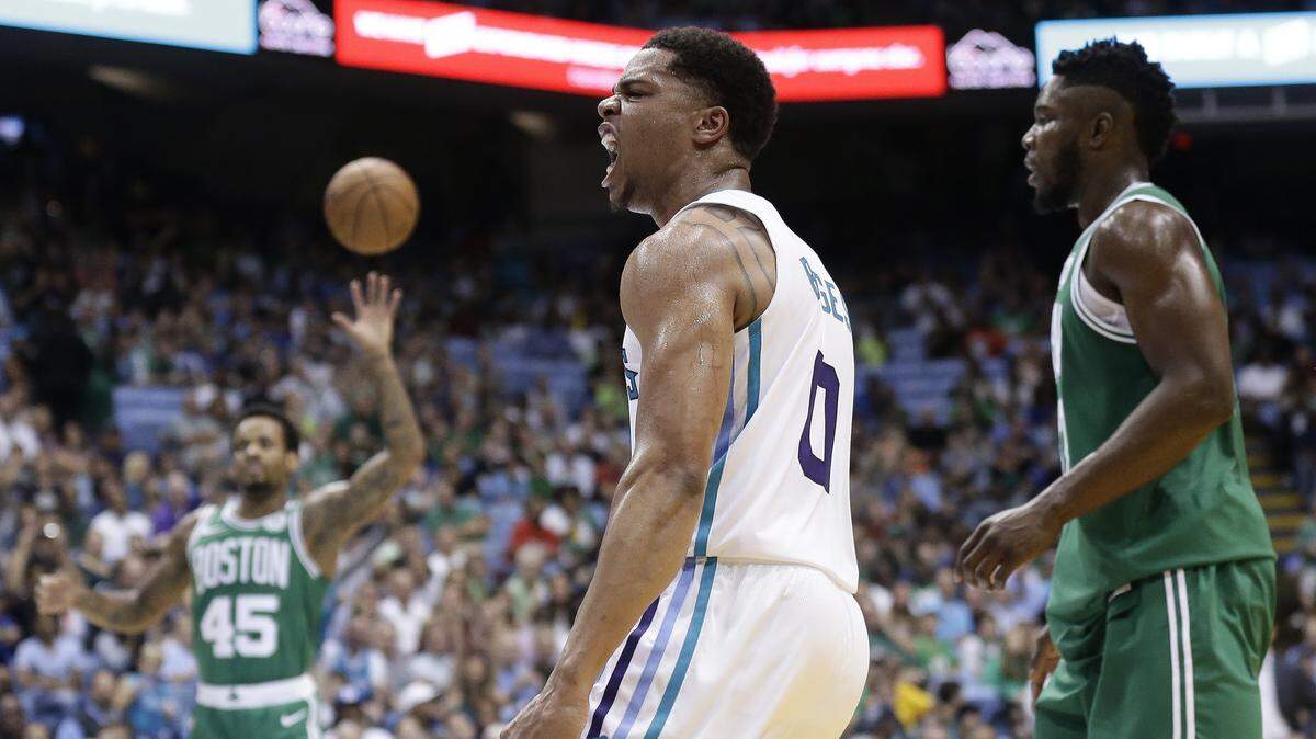 How much Charlotte Hornets rookie Miles Bridges (0) plays this season is in part contingent on how well he learns the offense at multiple positions.