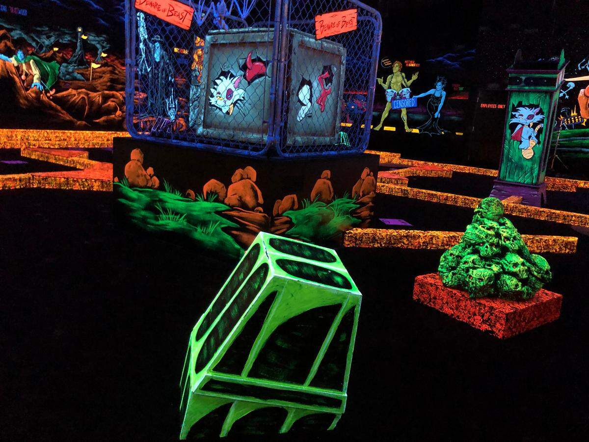 A Monster Mini Golf indoor glow-in-the-dark course in the Charlotte area. A new site is opening in Monroe soon.